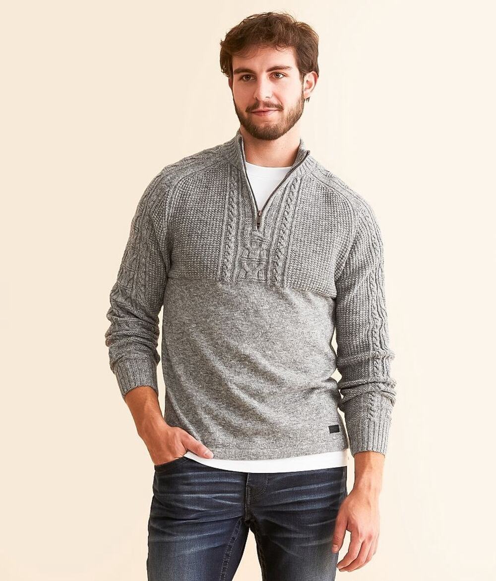 Outpost Makers Men’s Cable Knit Quarter Zip Sweater Gray Size Medium NWT